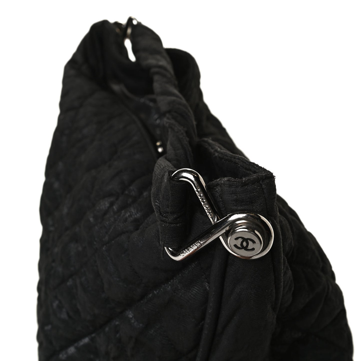 Crinkled Coated Canvas Le Marais Hobo Black