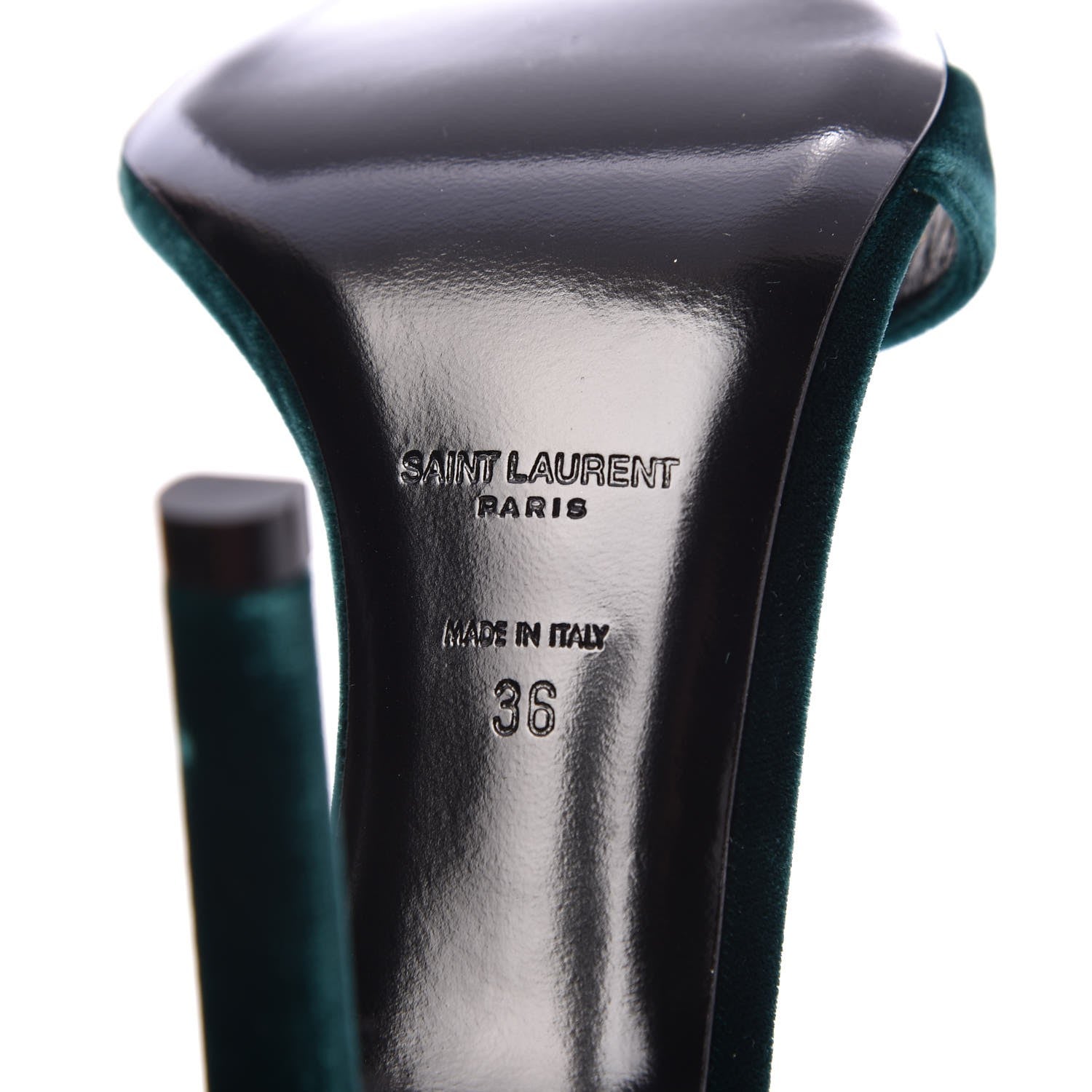 Saint Laurent Velvet Amber 105 Ankle Strap Sandals 36 Malachite 9 of 10