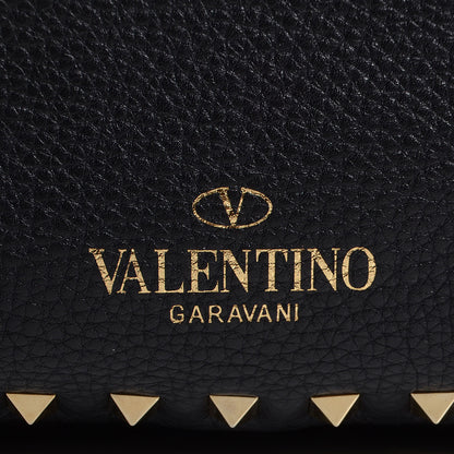 Valentino Garavani Pebbled Calfskin Medium Rockstud Reversible Tote Black Rosso Valentino 6 of 7