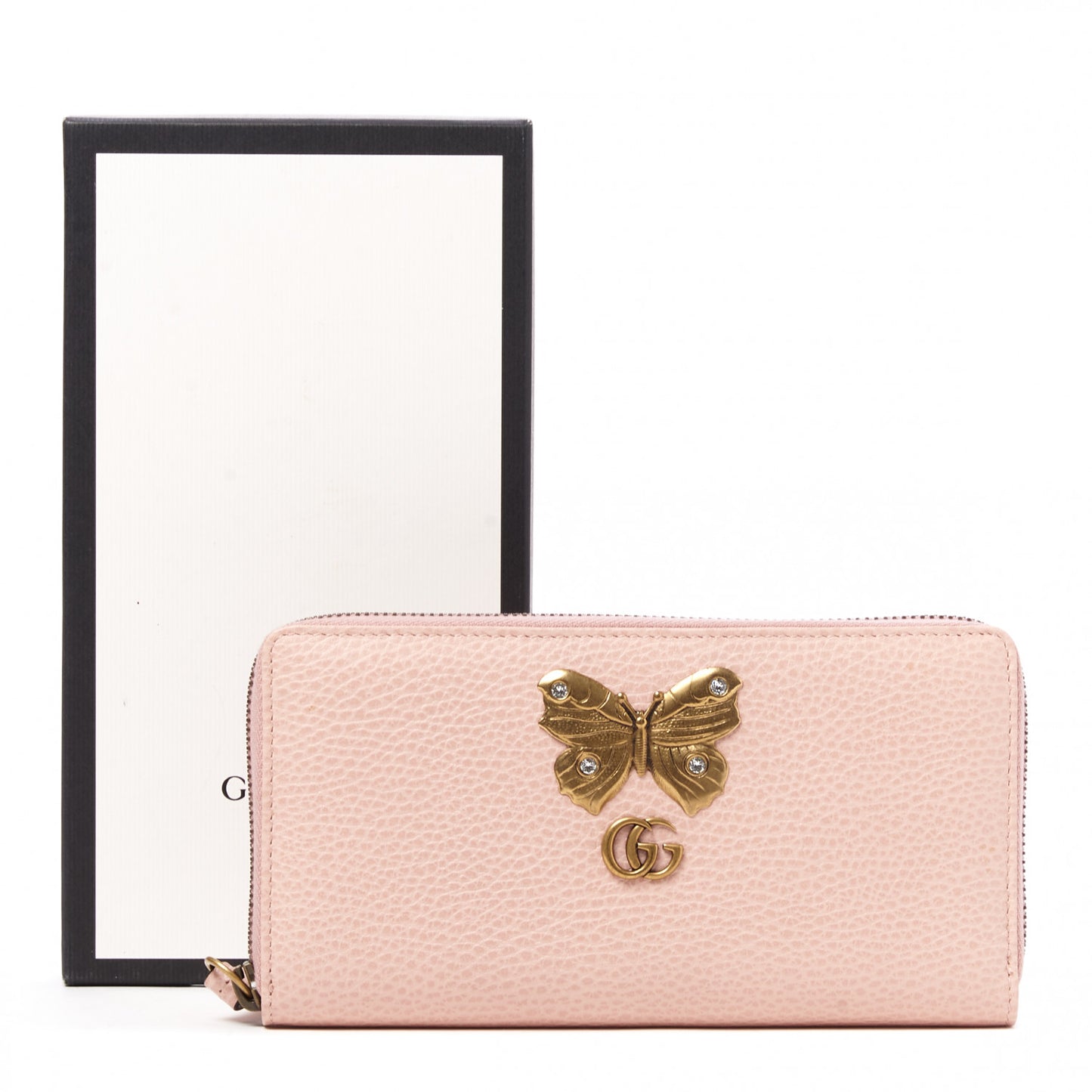 Calfskin Butterfly Farfalla Zip Around Wallet Perfect Pink