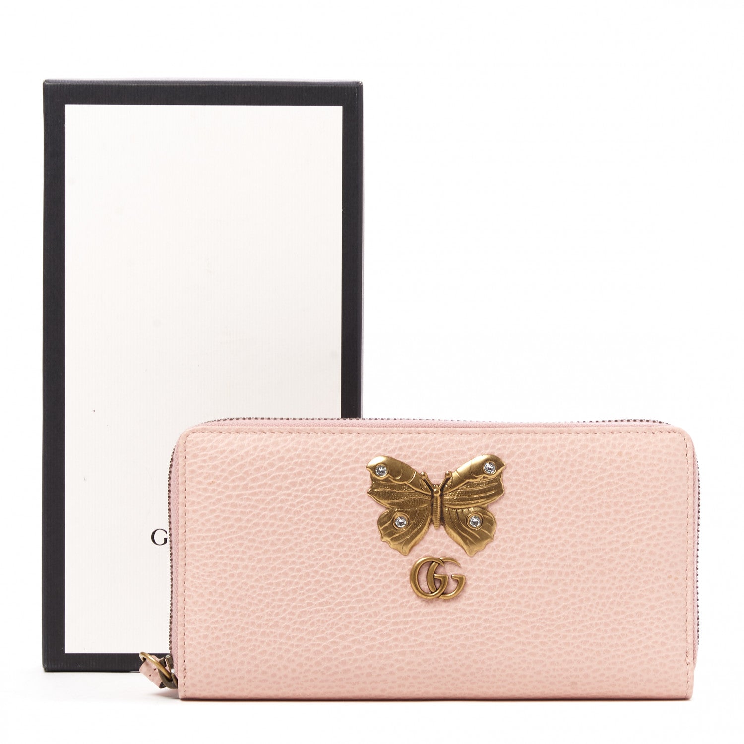 Gucci Calfskin Butterfly Farfalla Zip Around Wallet Perfect Pink 9 of 9