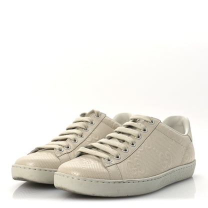 Gucci Calfskin GG Tennis Embossed Ace Sneakers 37 Mystic White 3 of 13