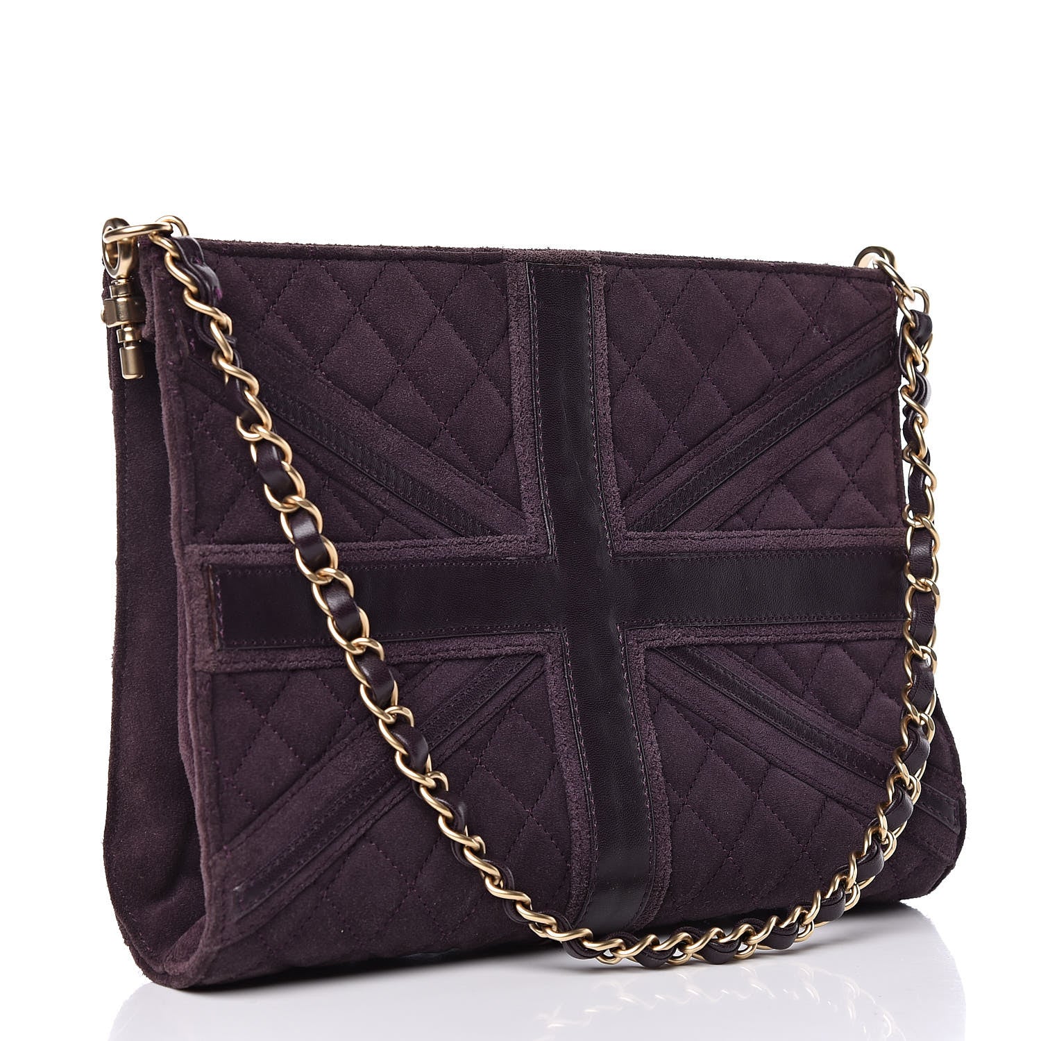 Chanel Suede Union Jack Shoulder Bag Purple 3 of 11