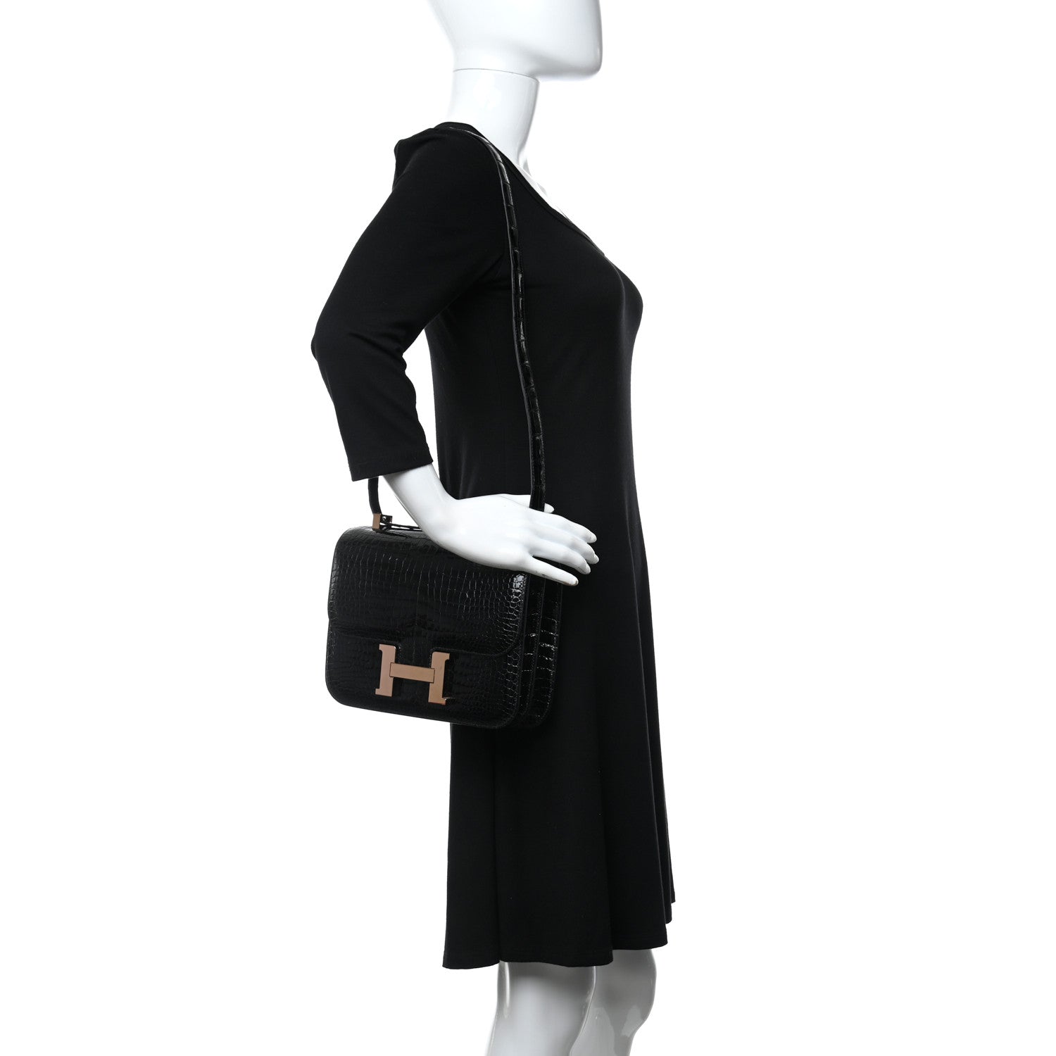 Hermes Shiny Porosus Crocodile Constance 24 Black 2 of 11
