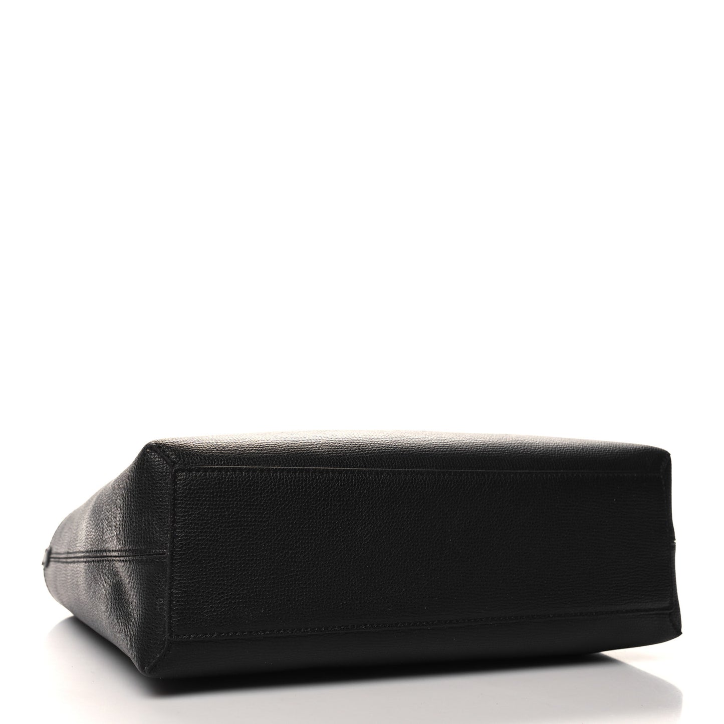 Grainy Calfskin Haymarket Check Small Reversible Tote Black