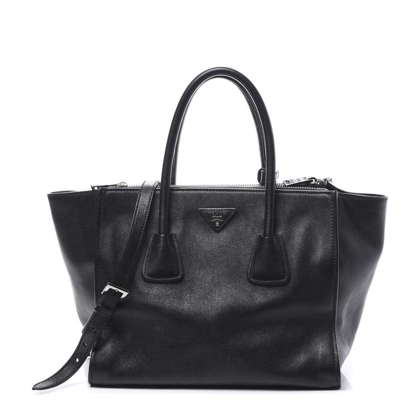 Glace Calf Twin Pocket Tote Black