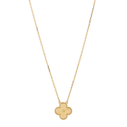 Van Cleef & Arpels 18K Yellow Gold Guilloche Vintage Alhambra Pendant Necklace 1 of 6