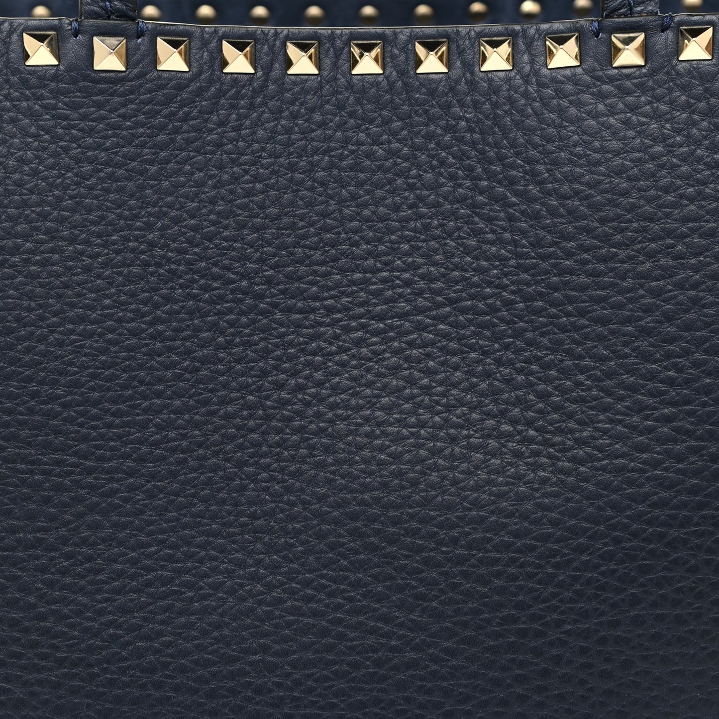 Grained Calfskin Rockstud Shoulder Tote Marine