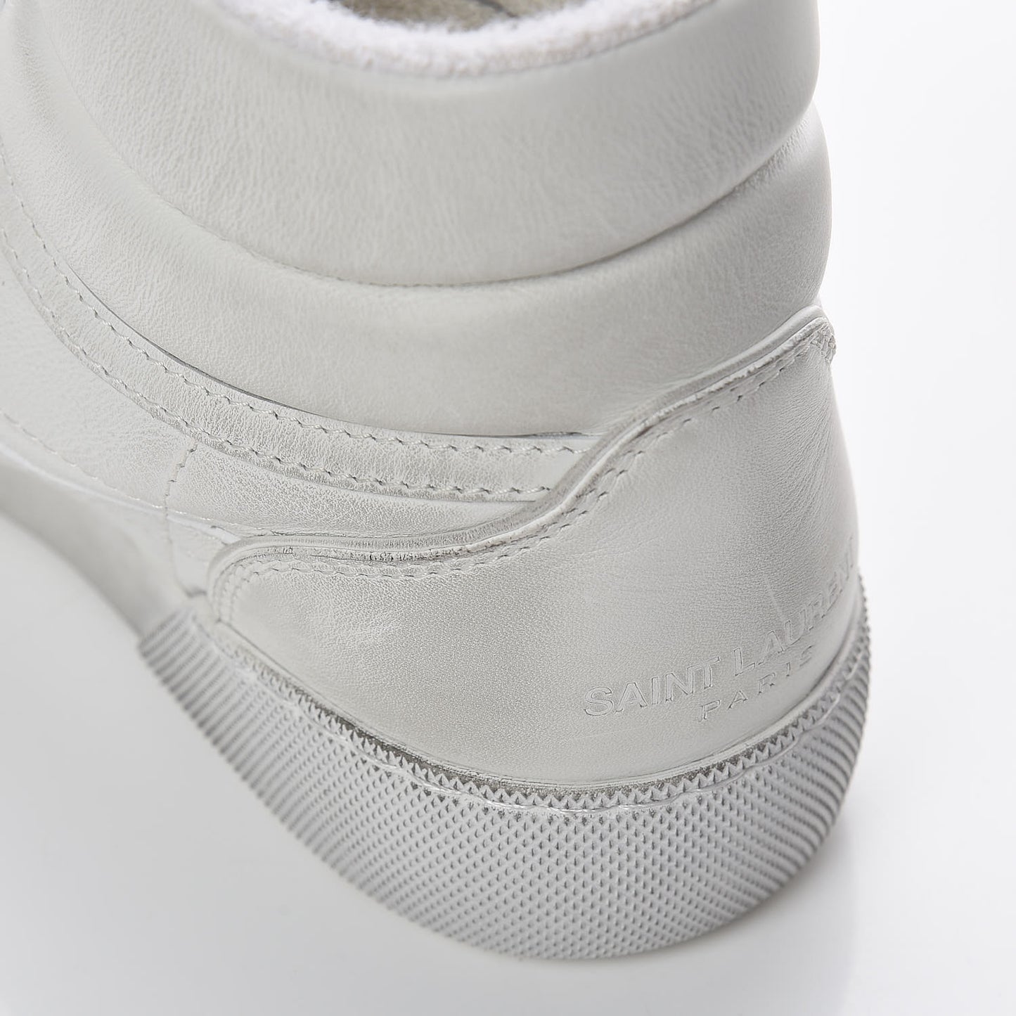 Calfskin Distressed Lenny Logo-Print High Top Sneakers 38 Blanc Optique