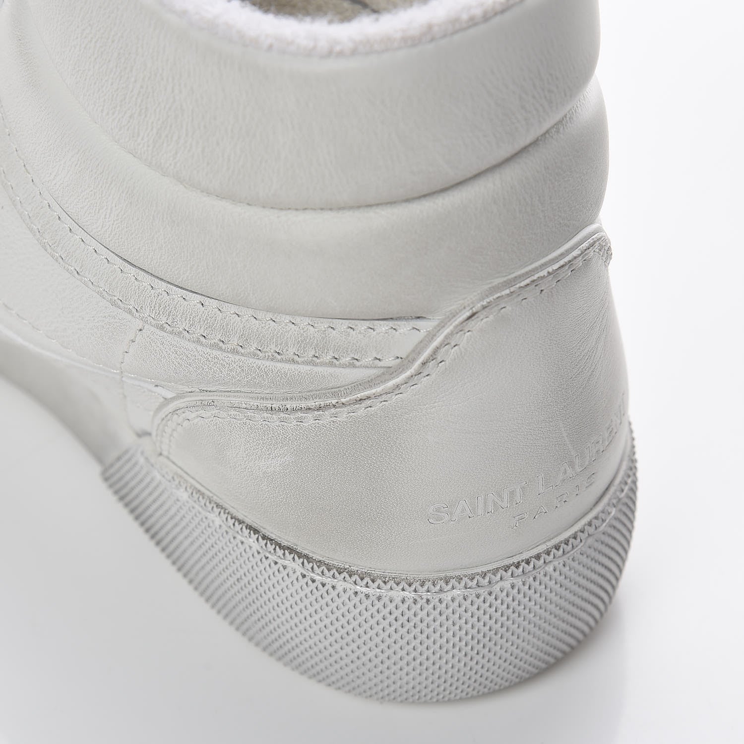 Saint Laurent Calfskin Distressed Lenny Logo-Print High Top Sneakers 38 Blanc Optique 14 of 14