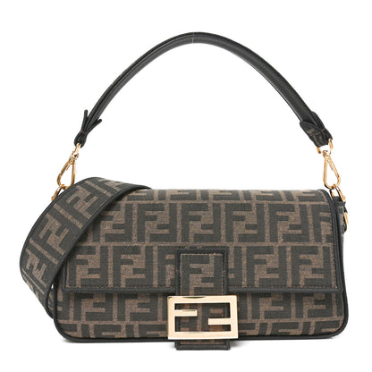 Fendi Fabric Jacquard FF 1974 Medium Baguette Tobacco Moro Black 1 of 11