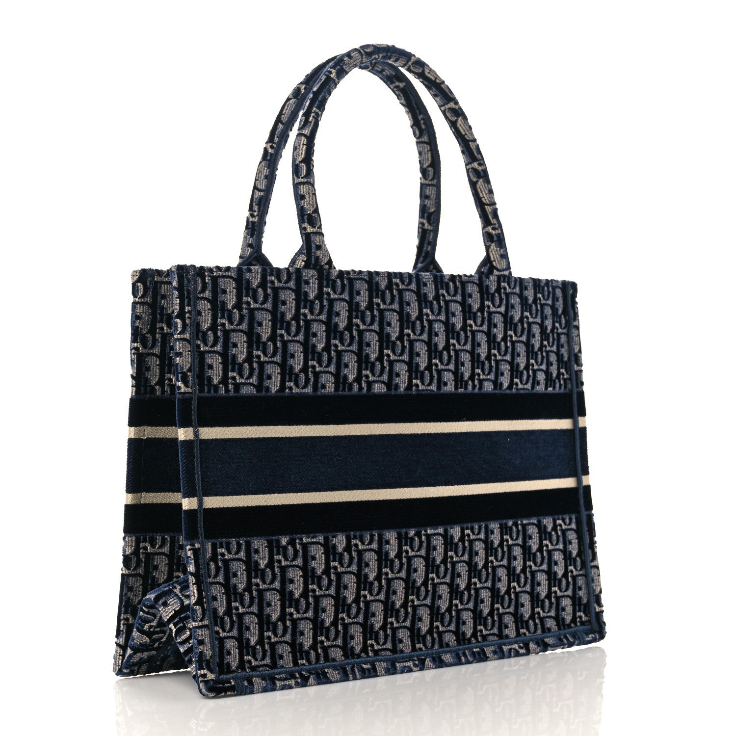 Christian Dior Oblique Velvet Medium Book Tote Blue Multicolor 3 of 11