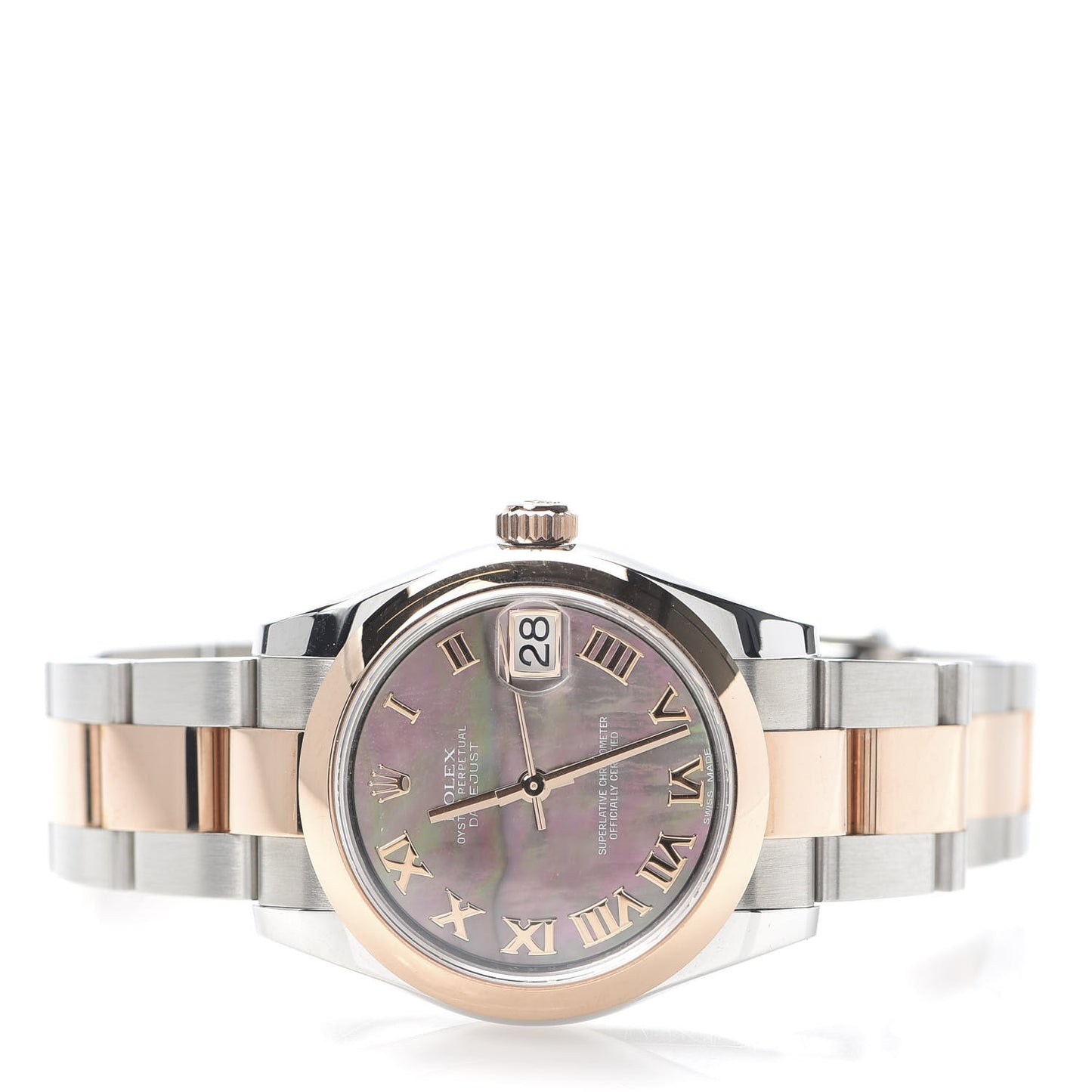Stainless Steel 18K Everose Gold Black Mother of Pearl 31mm Oyster Perpetual Datejust Watch 178241