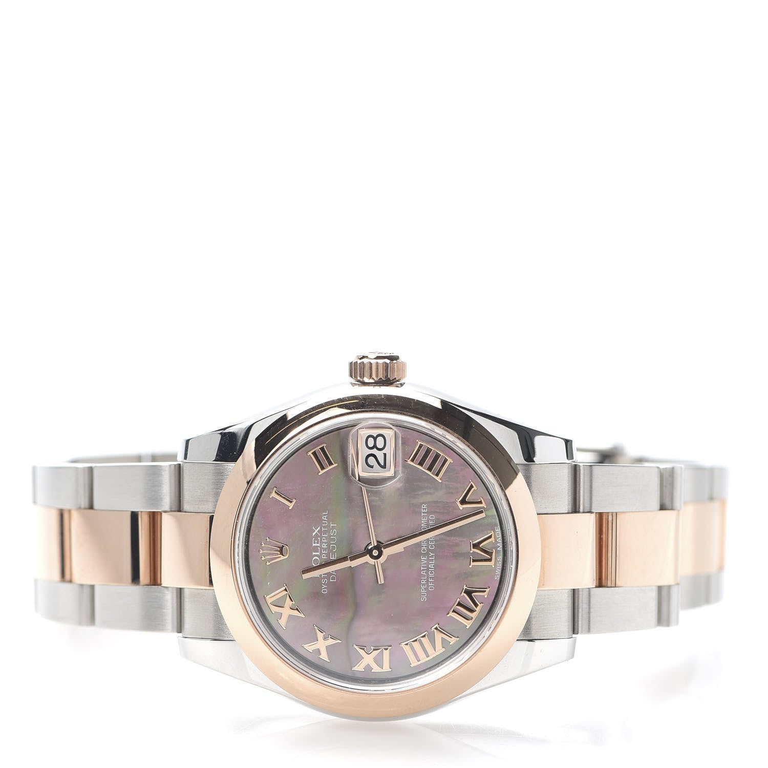 Rolex Stainless Steel 18K Everose Gold Black Mother of Pearl 31mm Oyster Perpetual Datejust Watch 178241 3 of 7