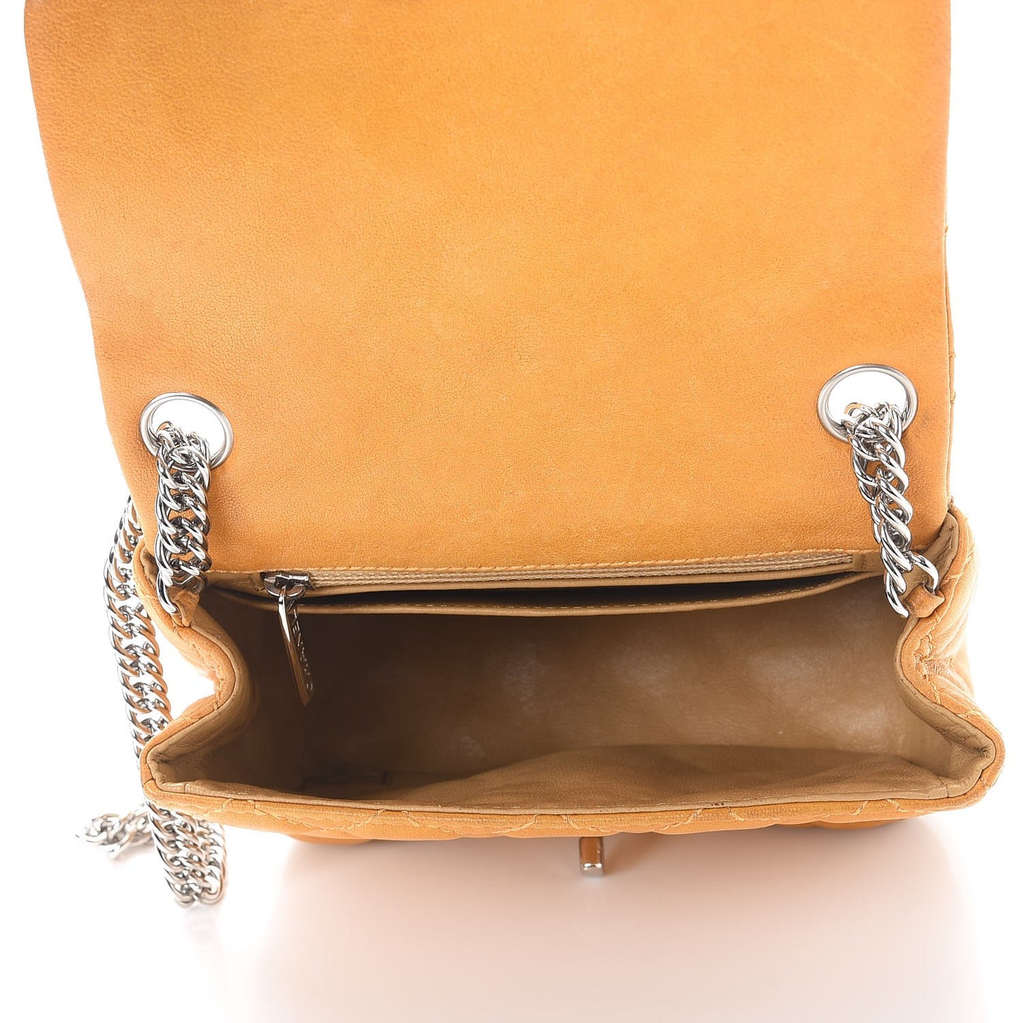 Glazed Lambskin Quilted Mini Bijoux Chain Square Flap Mango