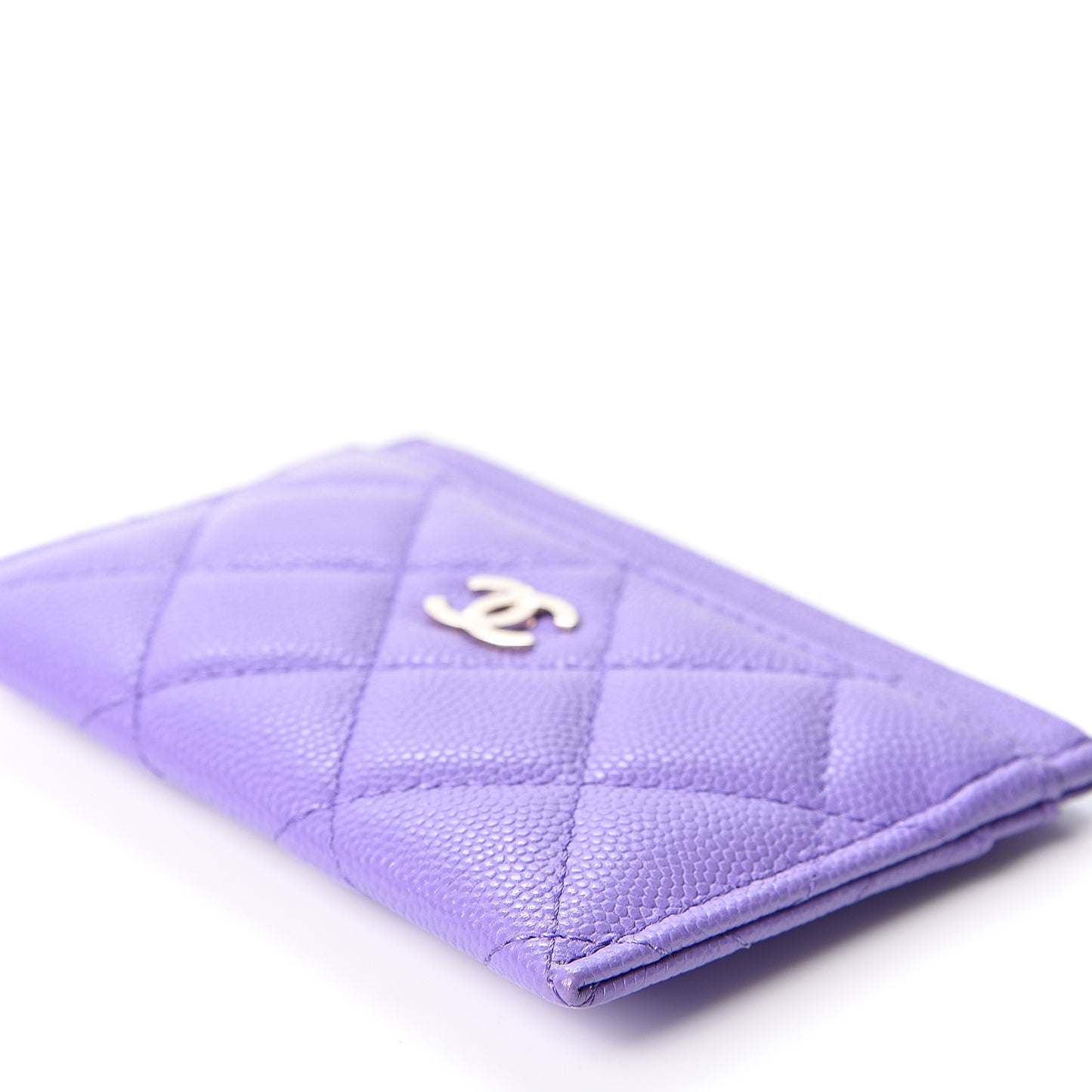 Caviar Quilted Card Holder Purple
