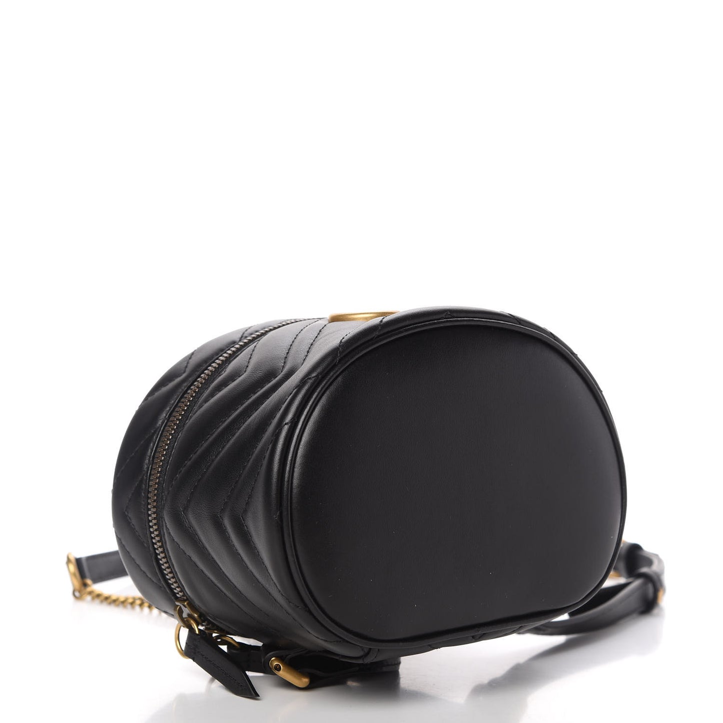 Calfskin Matelasse Mini GG Marmont Round Backpack Black