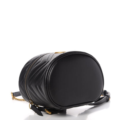 Gucci Calfskin Matelasse Mini GG Marmont Round Backpack Black 4 of 11