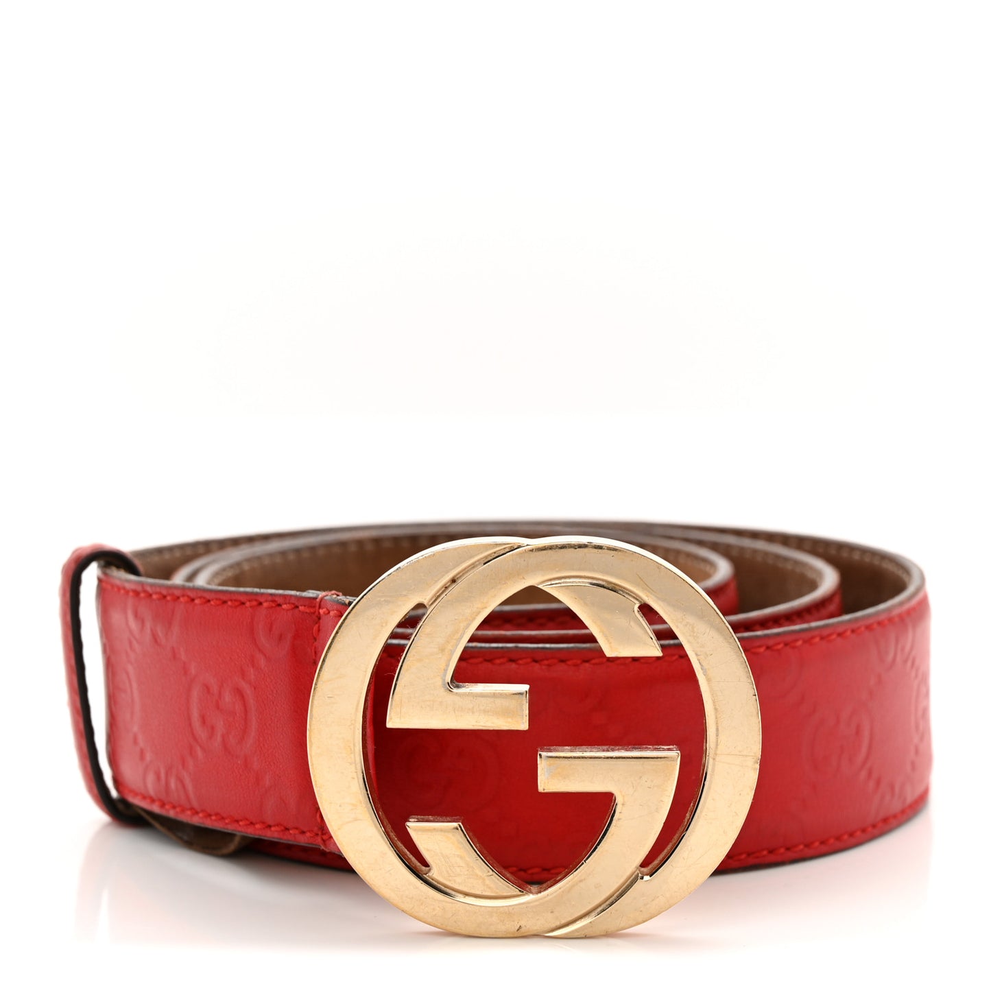 Guccissima Signature Interlocking G Belt 100 40 Hibiscus Red