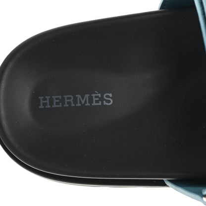 Hermes Suede Goatskin Womens Chypre Sandals 39 Bleu Mineral 8 of 10