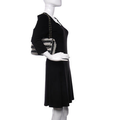 Chanel Tweed Braid Medium Single Flap Black White 2 of 10
