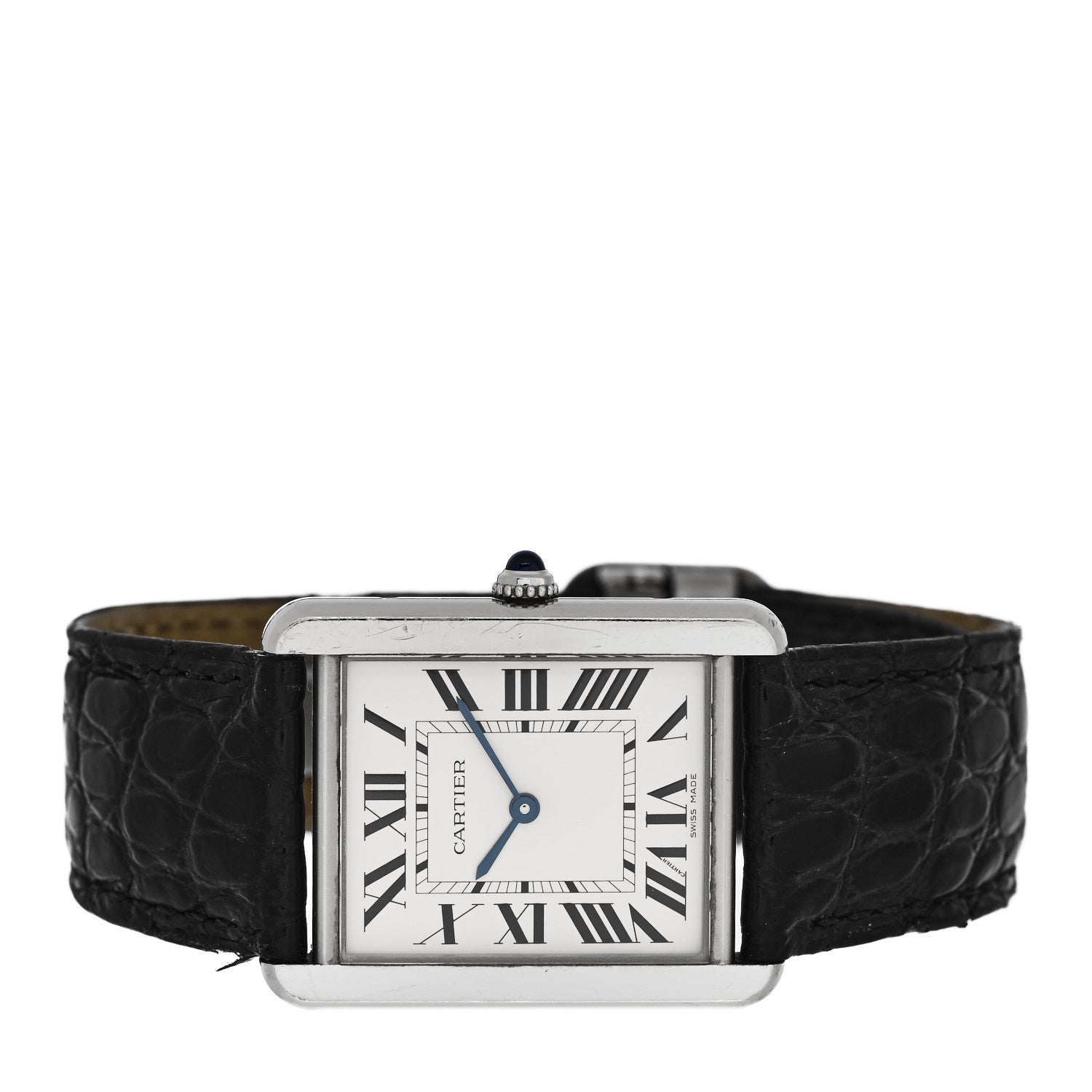 Cartier Stainless Steel Alligator 27mm Tank Solo Quartz Watch 2 of 4