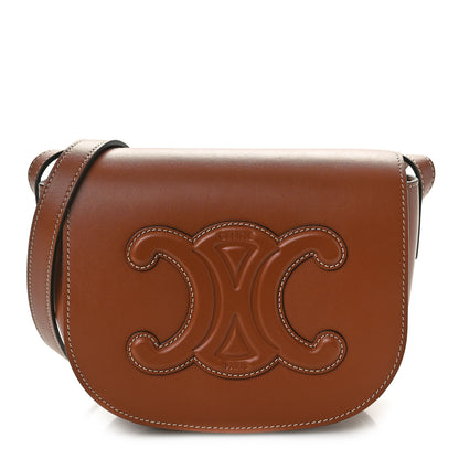 Celine Smooth Calfskin Cuir Triomphe Folco Crossbody Bag Tan 1 of 9