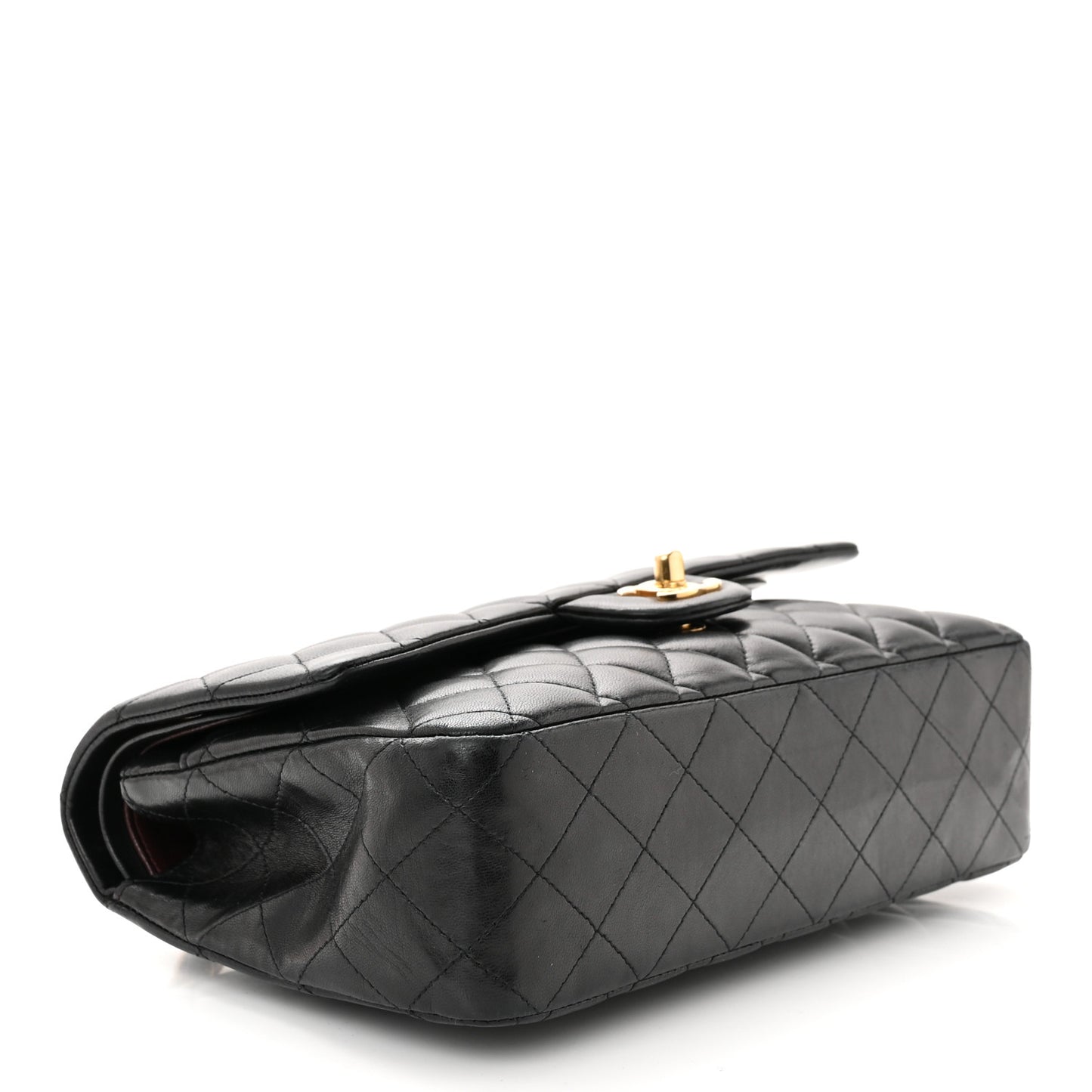 Lambskin Quilted Medium Double Flap Black