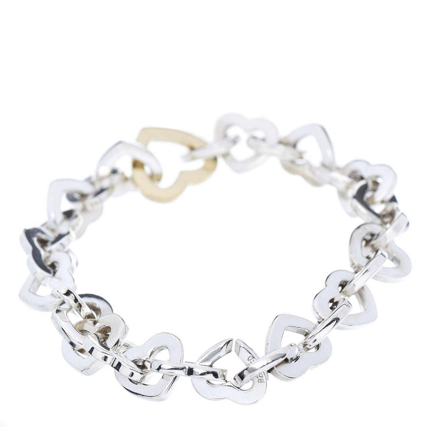 Sterling Silver 18K Yellow Gold Heart Links Bracelet
