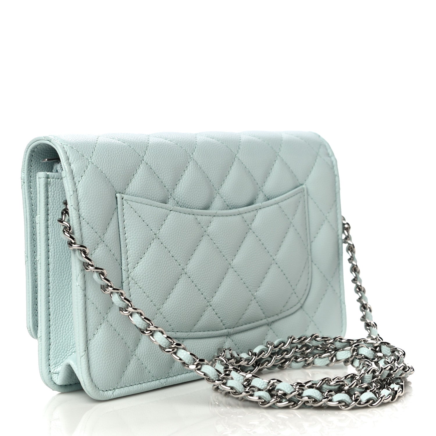 Chanel Caviar Quilted Wallet On Chain WOC Light Blue 3 of 12