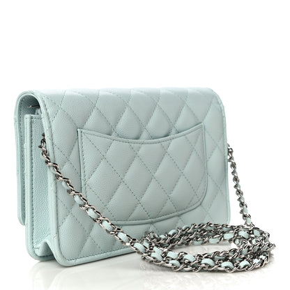 Chanel Caviar Quilted Wallet On Chain WOC Light Blue 3 of 12