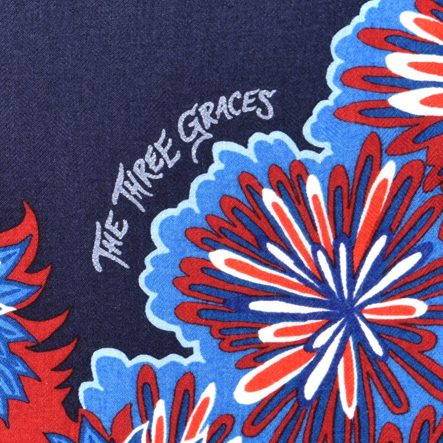 Hermes Cashmere Silk The Three Graces Shawl 140 Bleu Rouge White 2 of 5