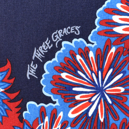 Hermes Cashmere Silk The Three Graces Shawl 140 Bleu Rouge White 2 of 5