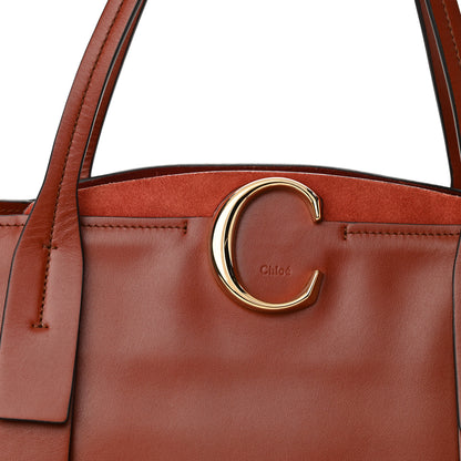 Chloe Shiny Calfskin Suede Medium C Zipped Tote Brown 7 of 9