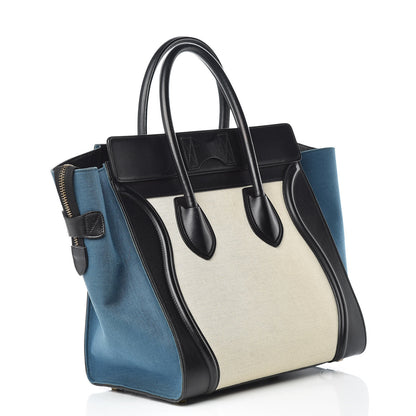 Celine Canvas Smooth Calfskin Mini Tri-Color Luggage Royal 3 of 18