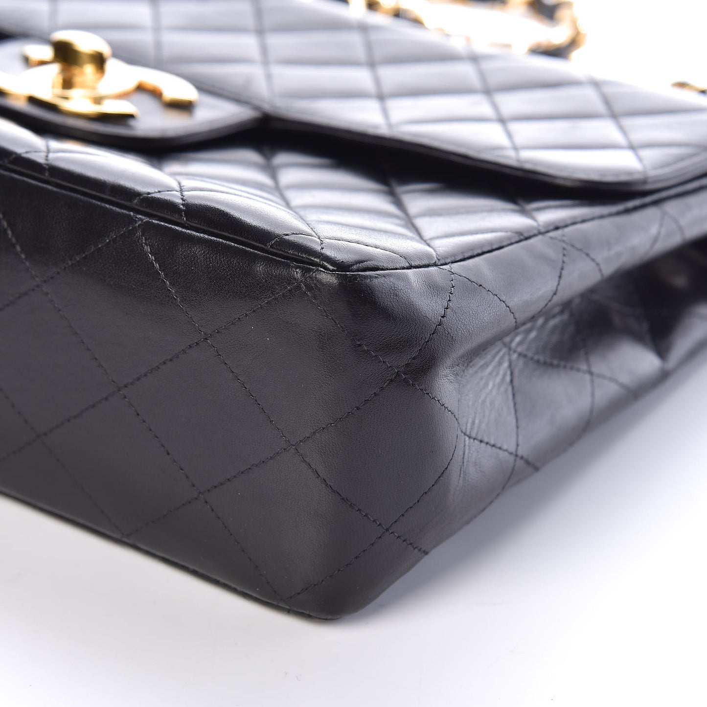 Lambskin Quilted Jumbo Single Flap Black