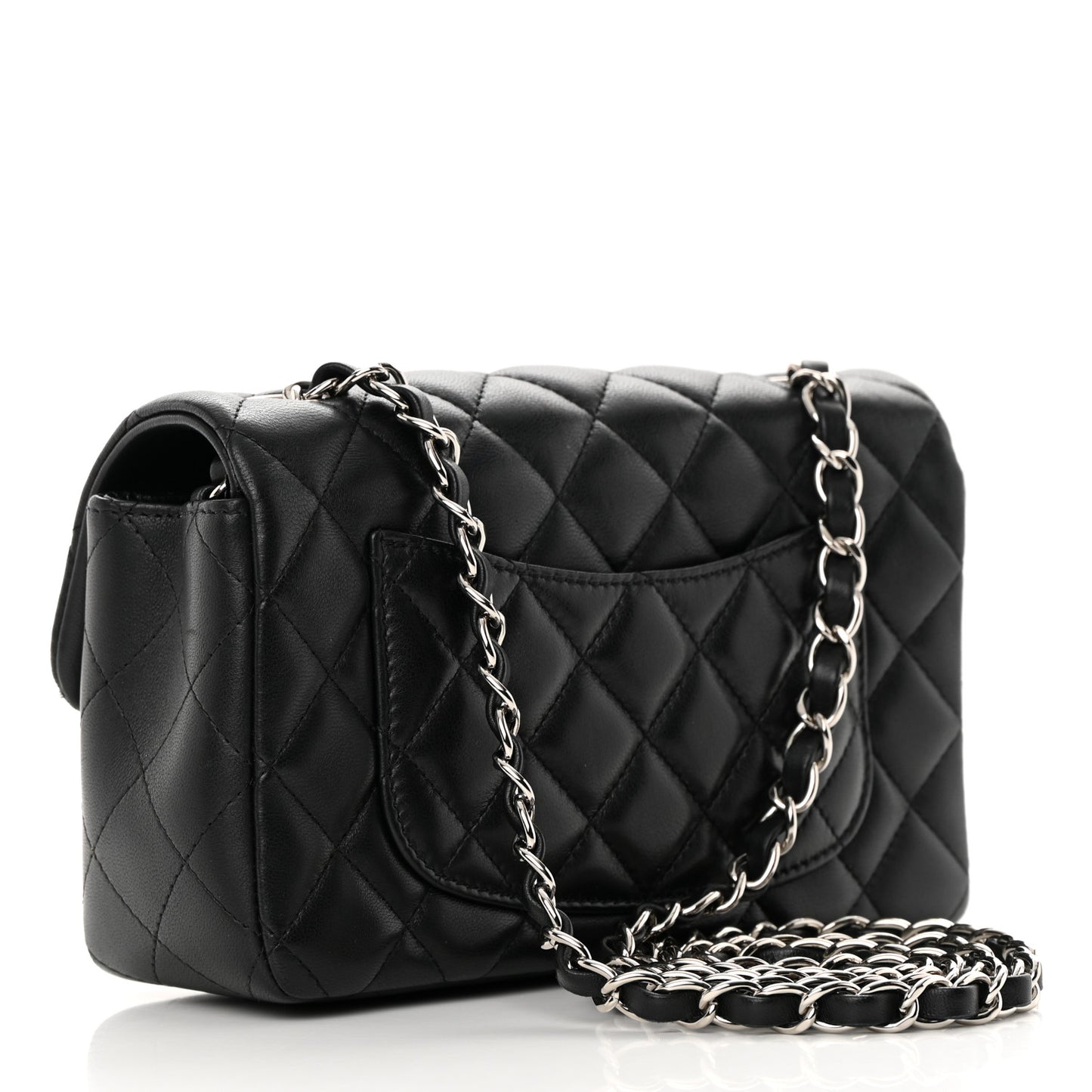 Lambskin Quilted Mini Rectangular Flap Black