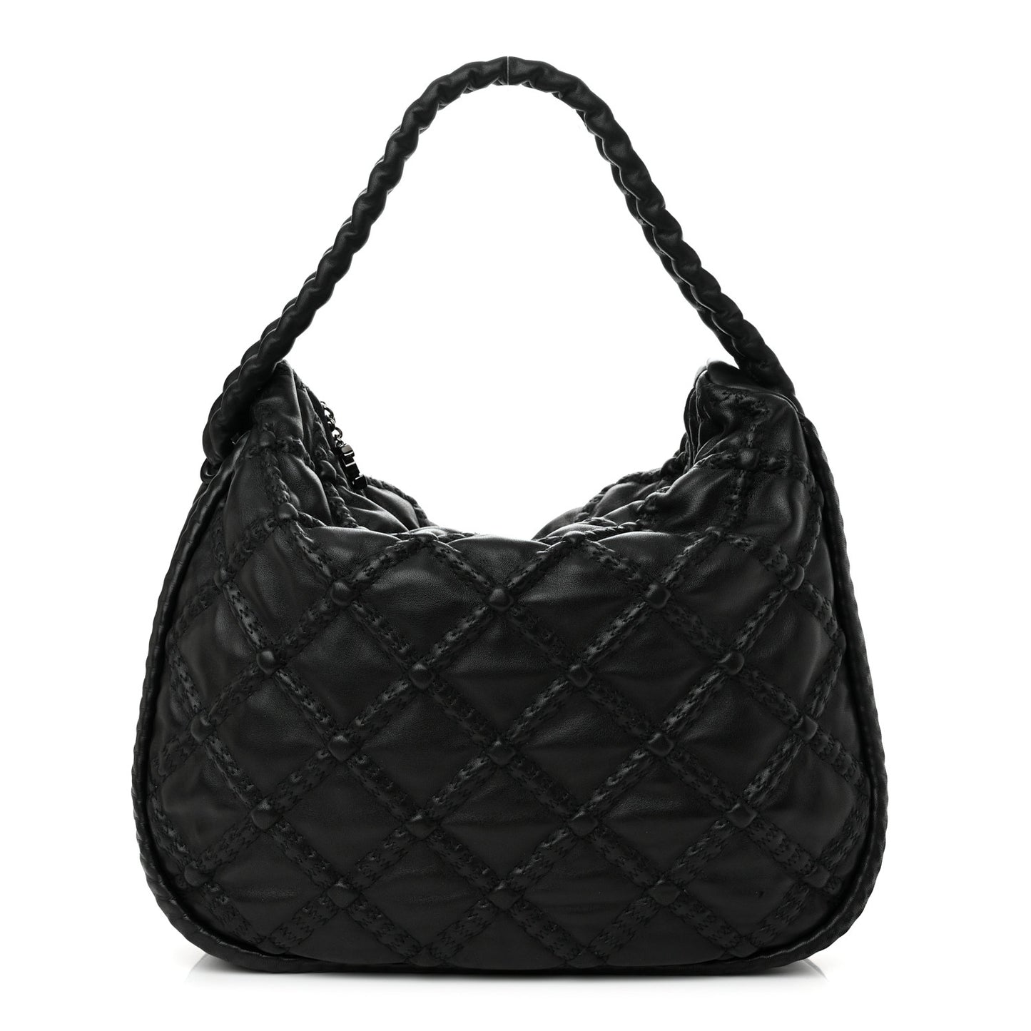 Quilted Lambskin Hidden Chain Hobo Black