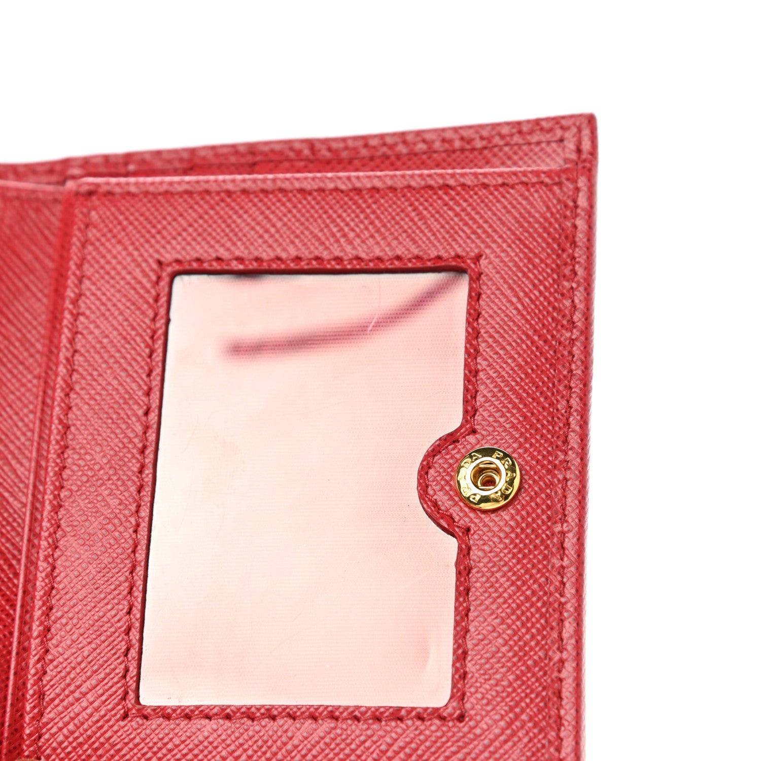 Prada Saffiano Zip Top Compact Wallet Fuoco 9 of 10