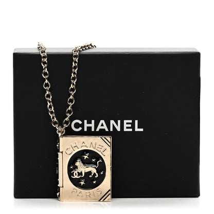 Chanel Metal CC Lion Book Locket Necklace Gold 6 of 6