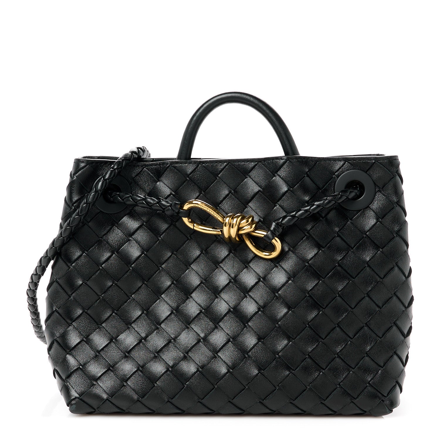 Bottega Veneta Nappa Intrecciato Small Andiamo Shoulder Bag Black 1 of 10