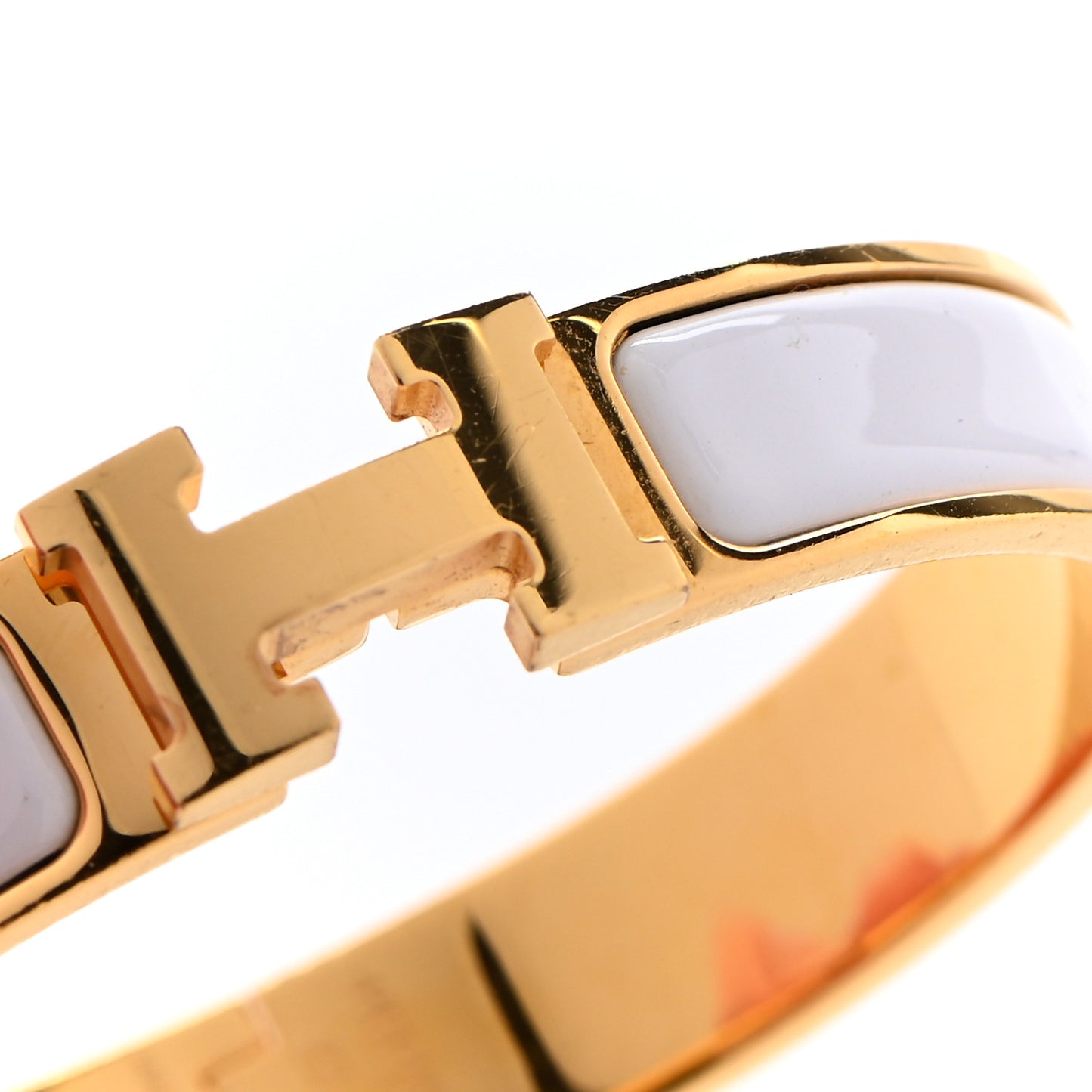 Enamel Narrow Clic Clac H Bracelet GM White