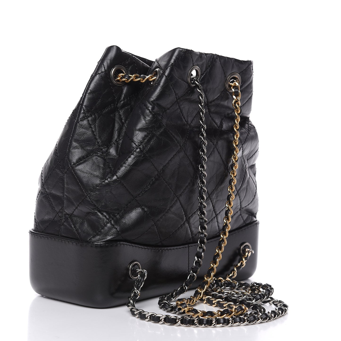 Aged Calfskin Quilted Small Gabrielle Backpack Black