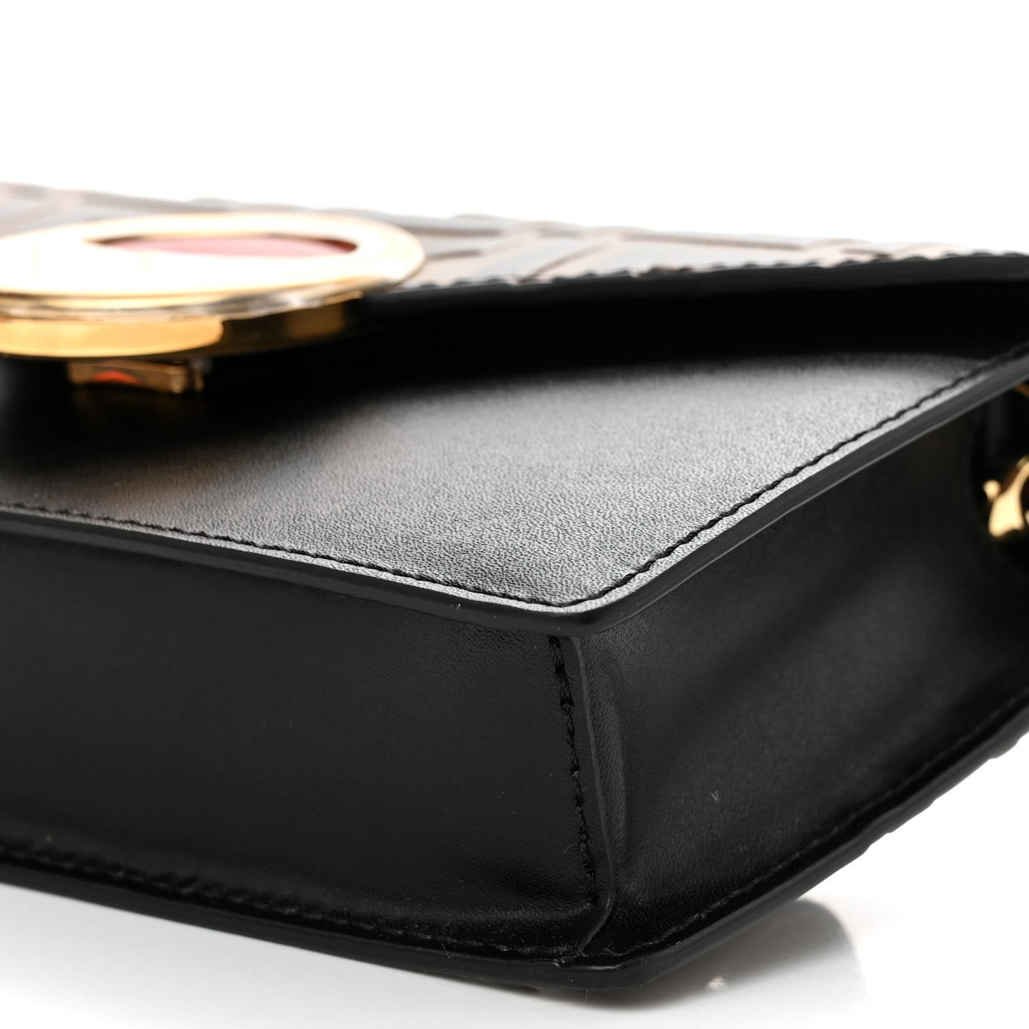 Fendi Vitello Liberty F is Fendi Bi-Color FF 1974 Embossed Envelope Belt Bag Maya Black 11 of 12