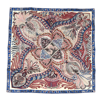 Hermes Silk Le Jardin De La Maharani Scarf 90 Ivory Bleu Bois De Rose 1 of 4