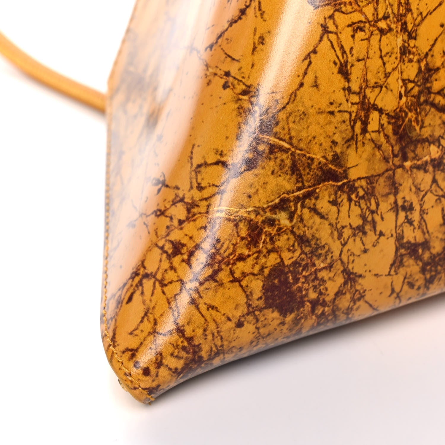 Bottega Veneta Spazzolato Calfskin Pyramid Bag Gold Marble 8 of 11