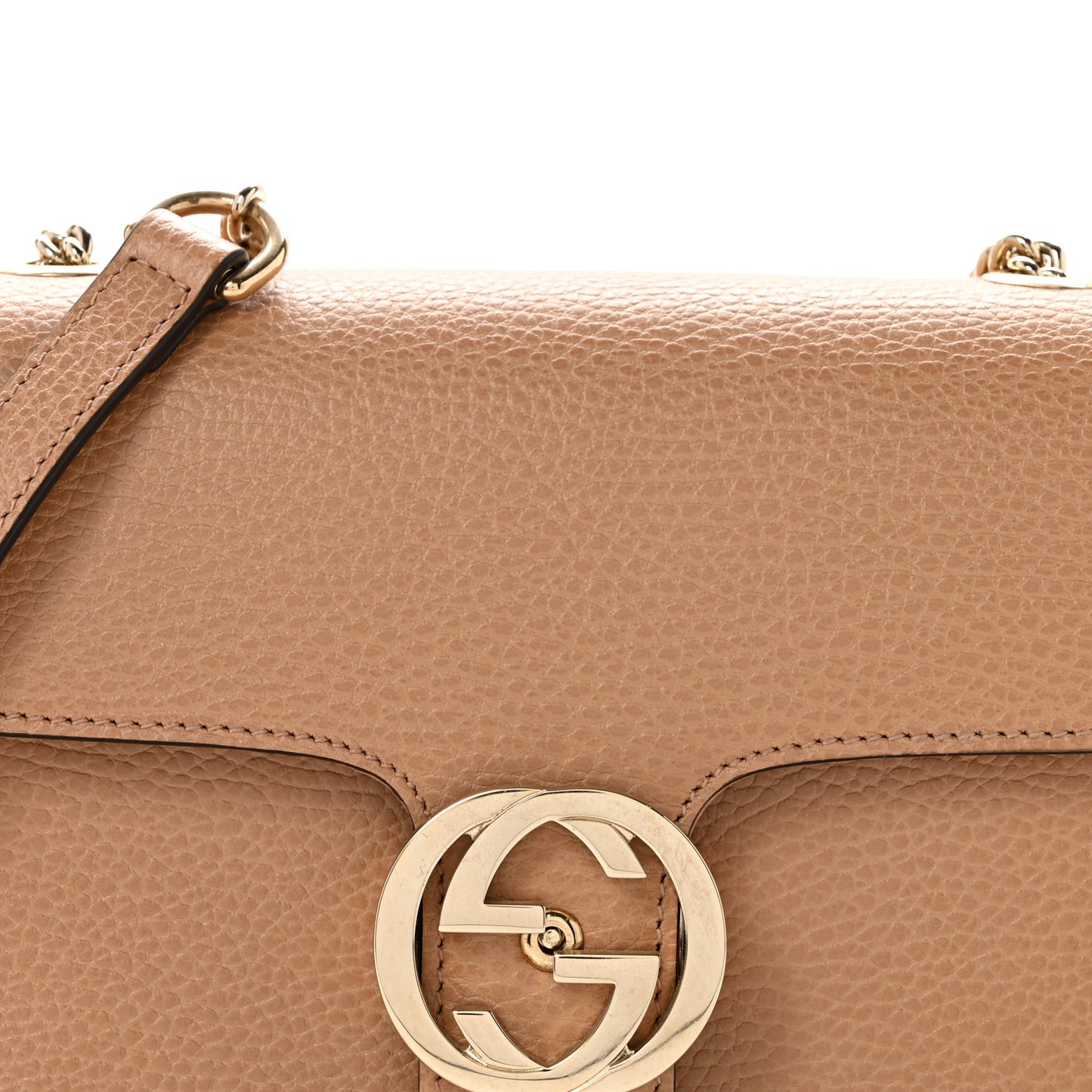 Dollar Calfskin Small Interlocking G Shoulder Bag Camelia