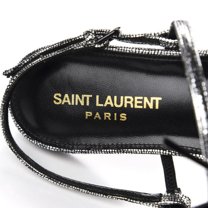 Saint Laurent Calfskin Cassandra Monogram Sandals 38.5 Argento 7 of 9