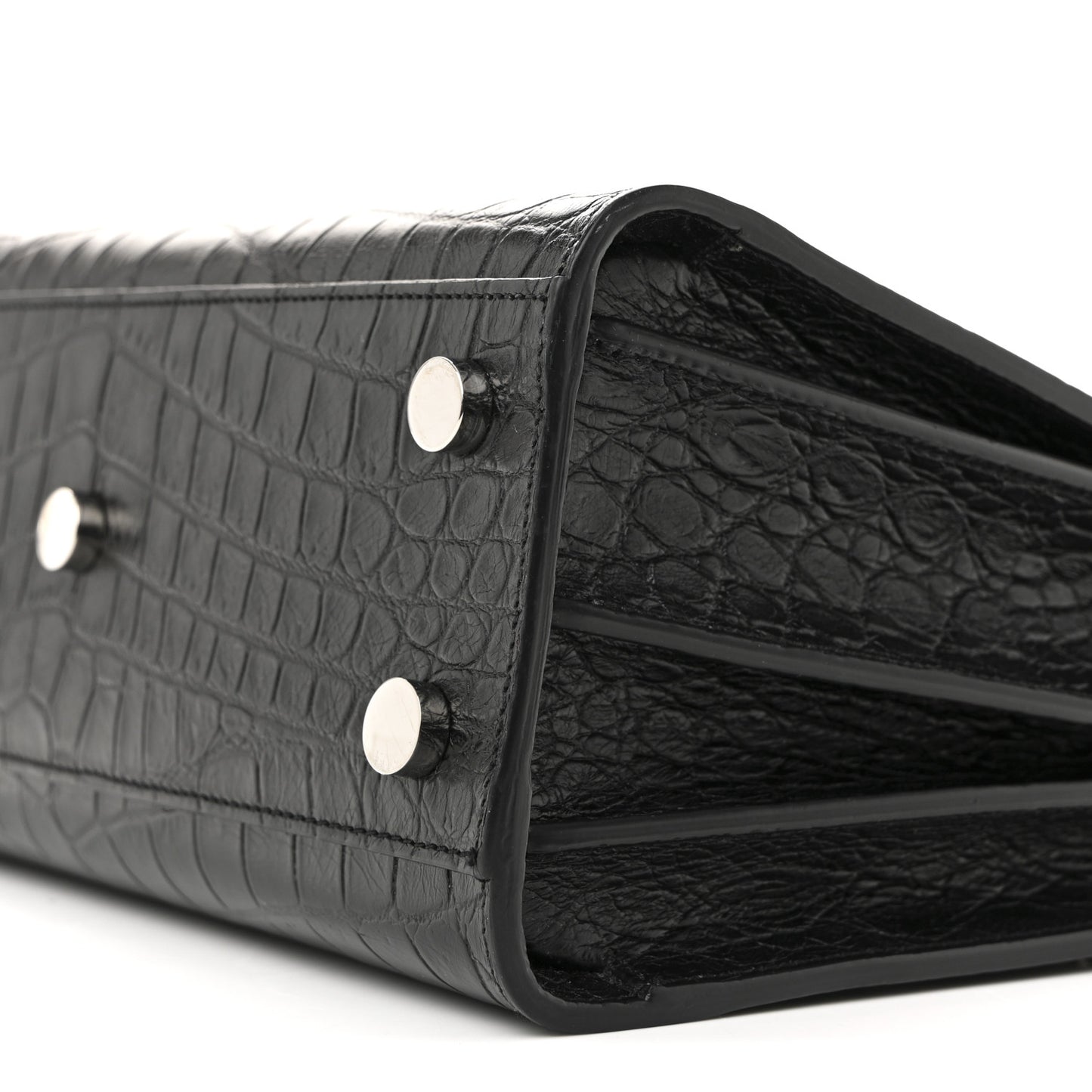 Calfskin Crocodile Embossed Nano Sac De Jour Black