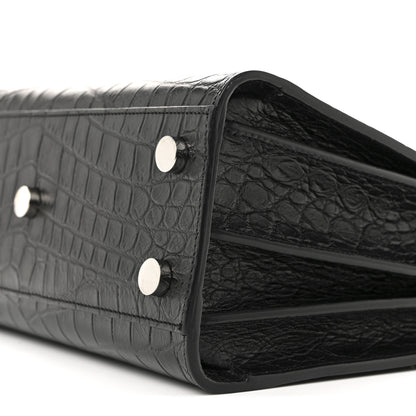 Saint Laurent Calfskin Crocodile Embossed Nano Sac De Jour Black 10 of 13